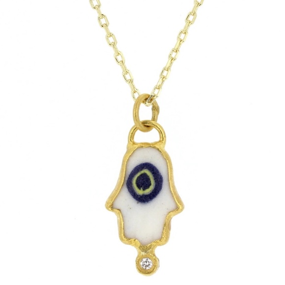 24Kt Layered Silver Evil Eye Hand of God Necklace
